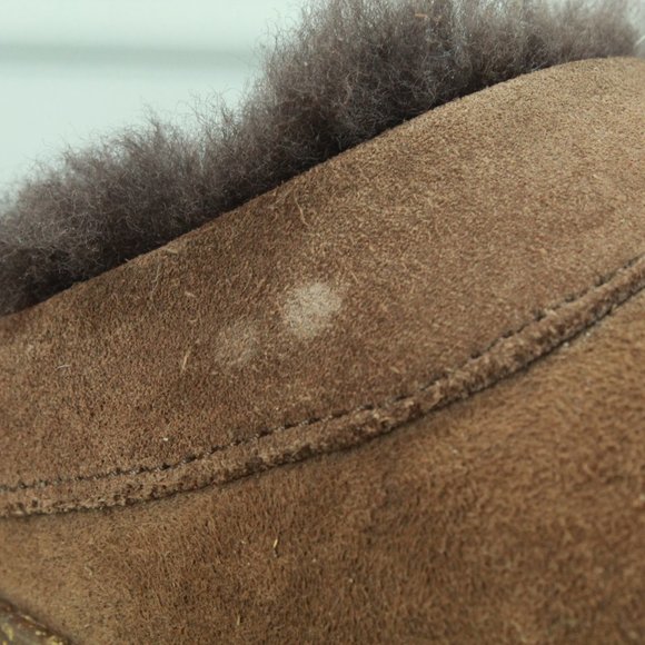 *LL Bean Brown Suede Slip-On Shearling Lined Clogs Slippers Size 10.5 Inches - Picture 8 of 9